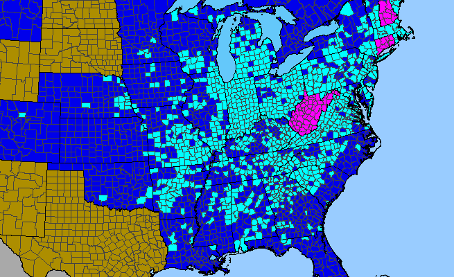 The range of Elaeagnus umbellata